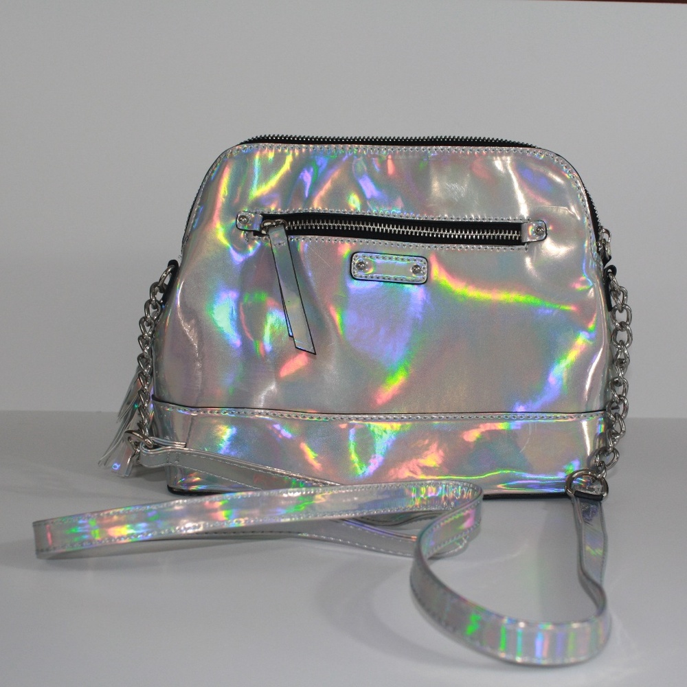 holographic silver purse, medium size